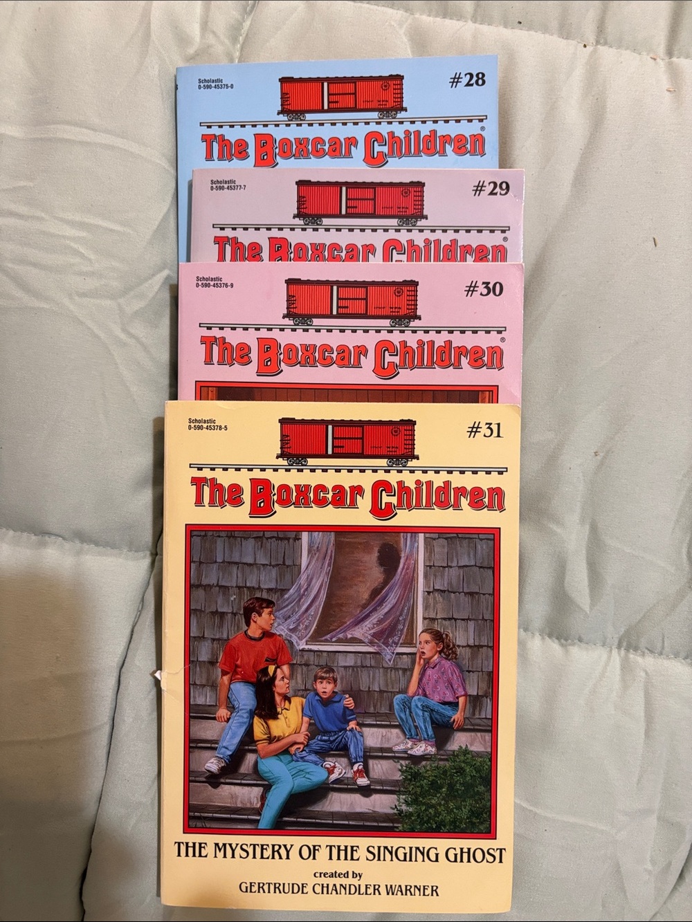 Scholastic The Boxcar Children book lot - blue, pink, yellow covers